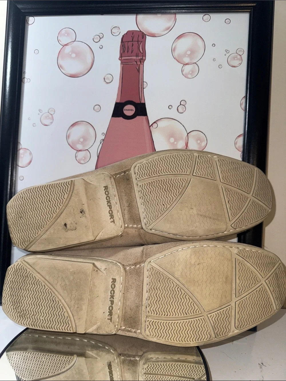 Rockport Beige Suede Men's Boat Shoes - Lace Moccasin Style - Size 12M
